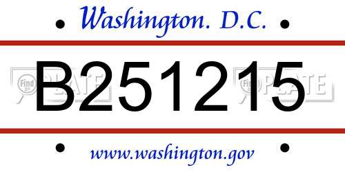 B251215 District Of Columbia License Plate