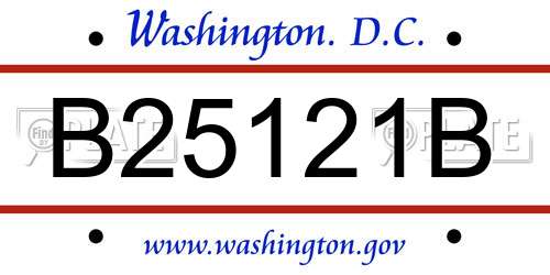 B25121B District Of Columbia License Plate