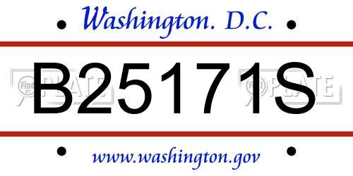 B25171S District Of Columbia License Plate
