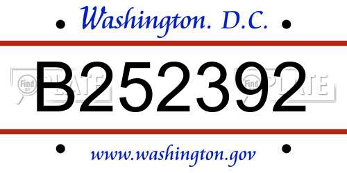 B252392 District Of Columbia License Plate