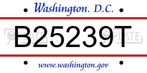 B25239T District Of Columbia License Plate