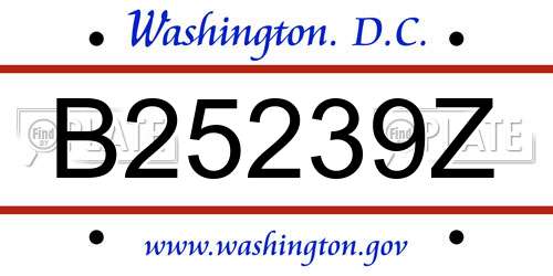 B25239Z District Of Columbia License Plate