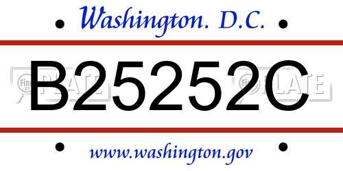 B25252C District Of Columbia License Plate