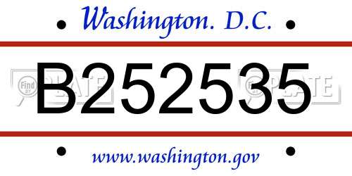 B252535 District Of Columbia License Plate