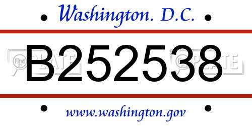 B252538 District Of Columbia License Plate