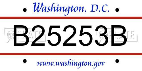 B25253B District Of Columbia License Plate