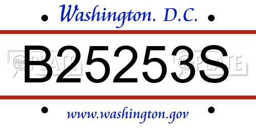 B25253S District Of Columbia License Plate