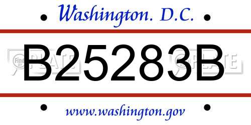 B25283B District Of Columbia License Plate