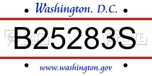 B25283S District Of Columbia License Plate
