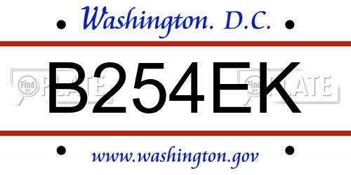 B254EK District Of Columbia License Plate