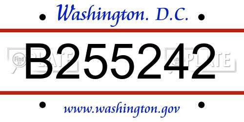 B255242 District Of Columbia License Plate