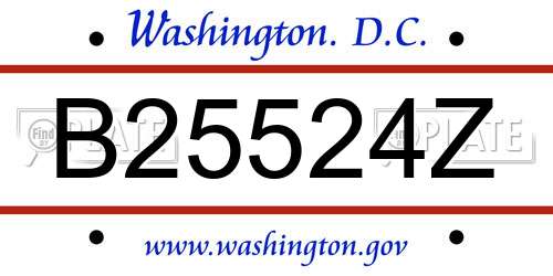 B25524Z District Of Columbia License Plate