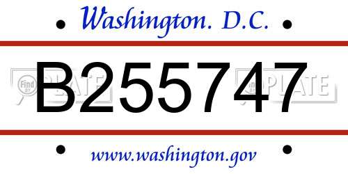 B255747 District Of Columbia License Plate