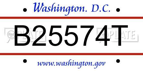 B25574T District Of Columbia License Plate