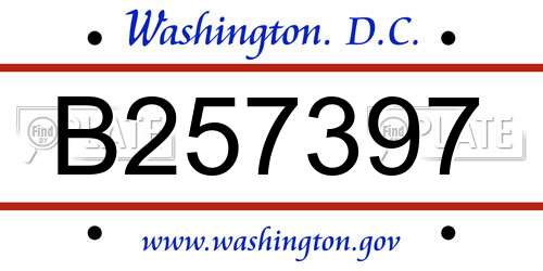 B257397 District Of Columbia License Plate