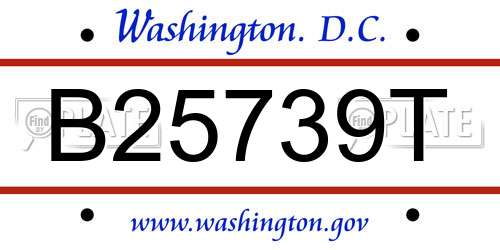B25739T District Of Columbia License Plate