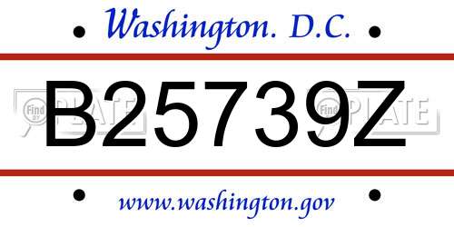 B25739Z District Of Columbia License Plate