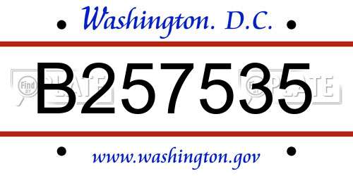 B257535 District Of Columbia License Plate