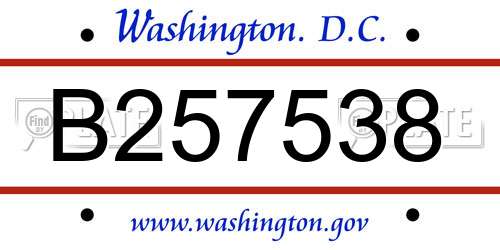 B257538 District Of Columbia License Plate