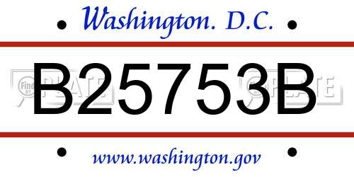 B25753B District Of Columbia License Plate
