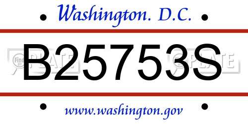 B25753S District Of Columbia License Plate
