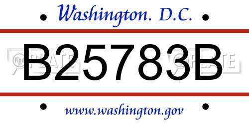 B25783B District Of Columbia License Plate