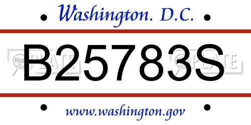 B25783S District Of Columbia License Plate
