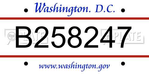 B258247 District Of Columbia License Plate
