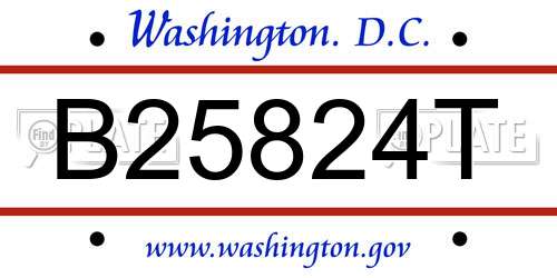 B25824T District Of Columbia License Plate