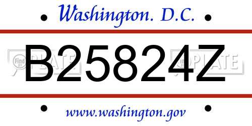 B25824Z District Of Columbia License Plate
