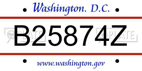 B25874Z District Of Columbia License Plate