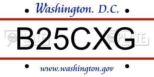 B25CXG District Of Columbia License Plate