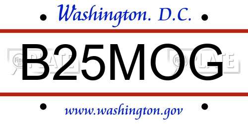 B25MOG District Of Columbia License Plate