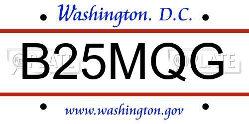 B25MQG District Of Columbia License Plate