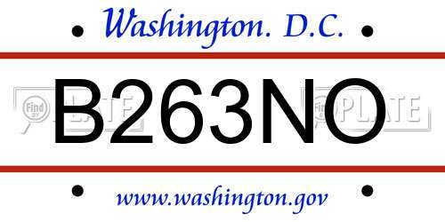 B263NO District Of Columbia License Plate
