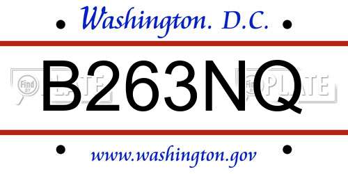 B263NQ District Of Columbia License Plate