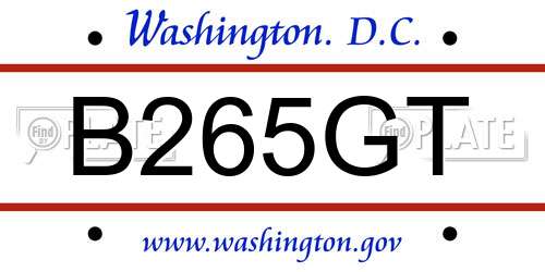 B265GT District Of Columbia License Plate