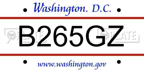 B265GZ District Of Columbia License Plate
