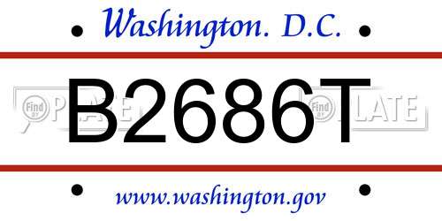 B2686T District Of Columbia License Plate