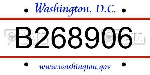 B268906 District Of Columbia License Plate