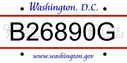 B26890G District Of Columbia License Plate