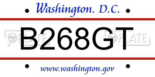 B268GT District Of Columbia License Plate