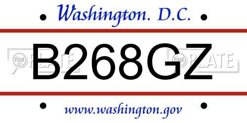B268GZ District Of Columbia License Plate