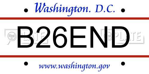 B26END District Of Columbia License Plate