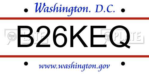 B26KEQ District Of Columbia License Plate