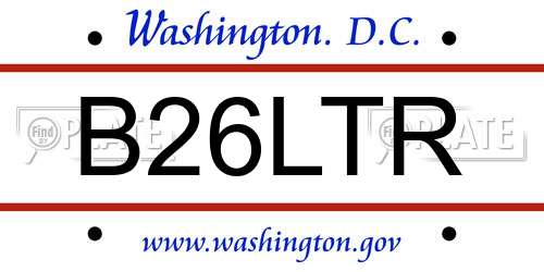 B26LTR District Of Columbia License Plate