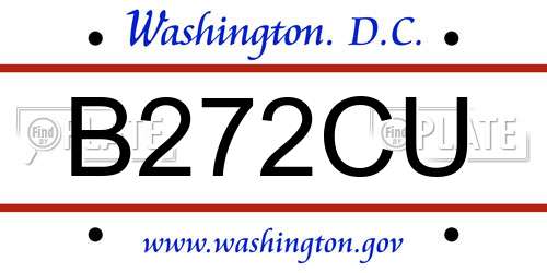 B272CU District Of Columbia License Plate