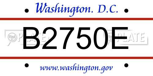 B2750E District Of Columbia License Plate