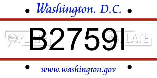 B2759I District Of Columbia License Plate