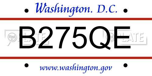 B275QE District Of Columbia License Plate